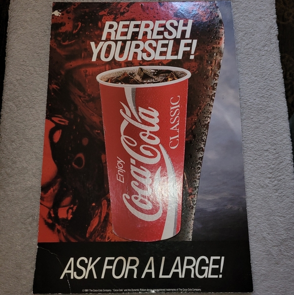 Vintage Coca-Cola Refresh Yourself! 3D Cardboard Advertising Display Poster - Picture 10 of 12
